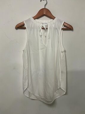 Bella Dahl White Sleeveless Shirred Front Tie Halter Top Size S